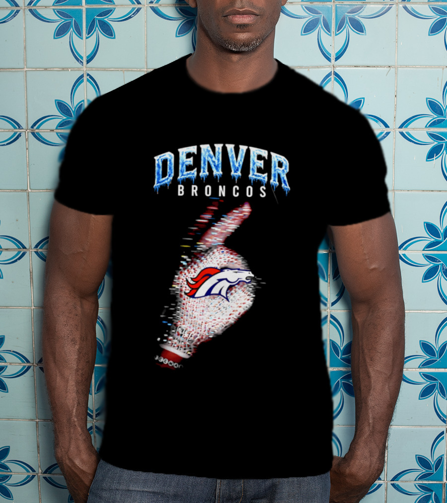Denver Broncos Iceman 2026 Logo Glitched Hand Signal T-Shirt