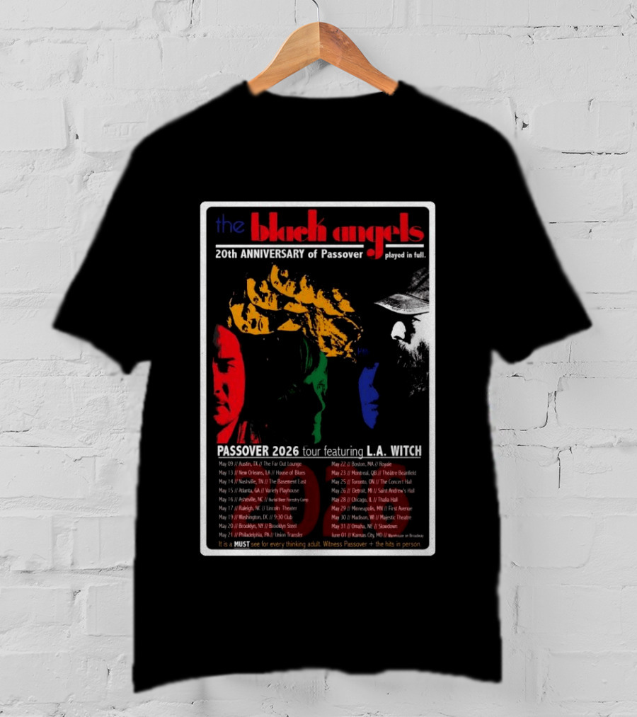 The Black Angels 20th Anniversary Passover 2026 Tour Featuring L.A. Witch T-Shirt