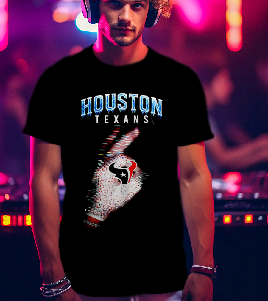 Houston Texans Iceman 2026 Glitch Hand T-Shirt