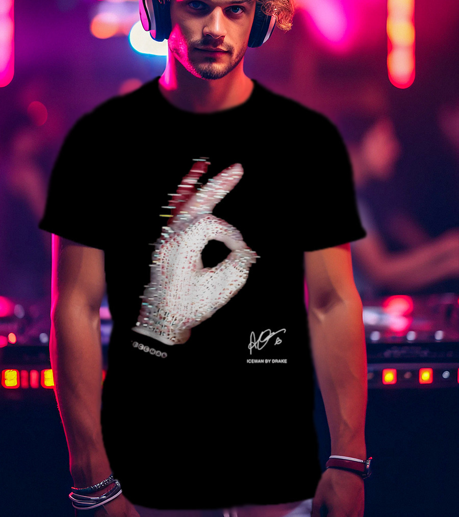 Iceman Hand Gesture By Drake Sign With Rhinestones T-Shirt