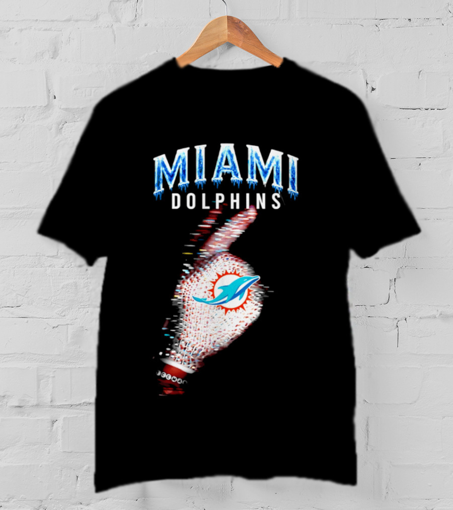 Miami Dolphins Iceman 2026 Glitch Effect Fan Gear T-Shirt