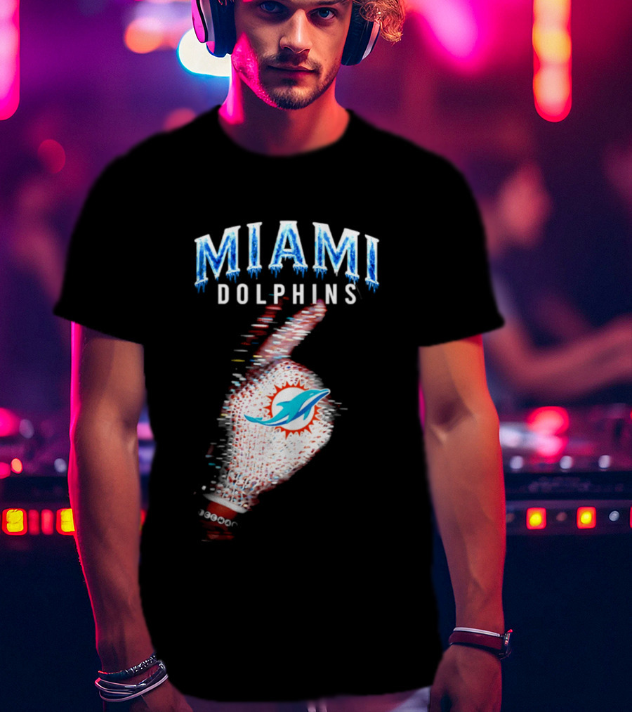 Miami Dolphins Iceman 2026 Glitch Effect Fan Gear T-Shirt