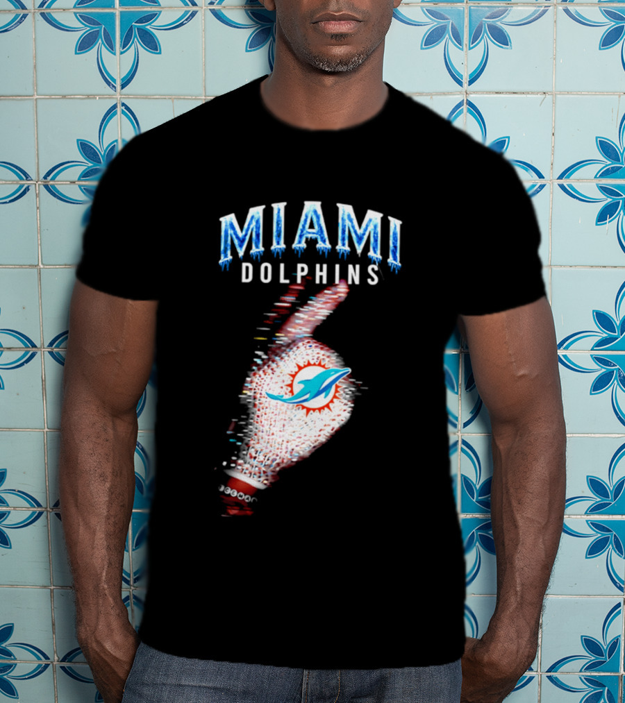 Miami Dolphins Iceman 2026 Glitch Effect Fan Gear T-Shirt
