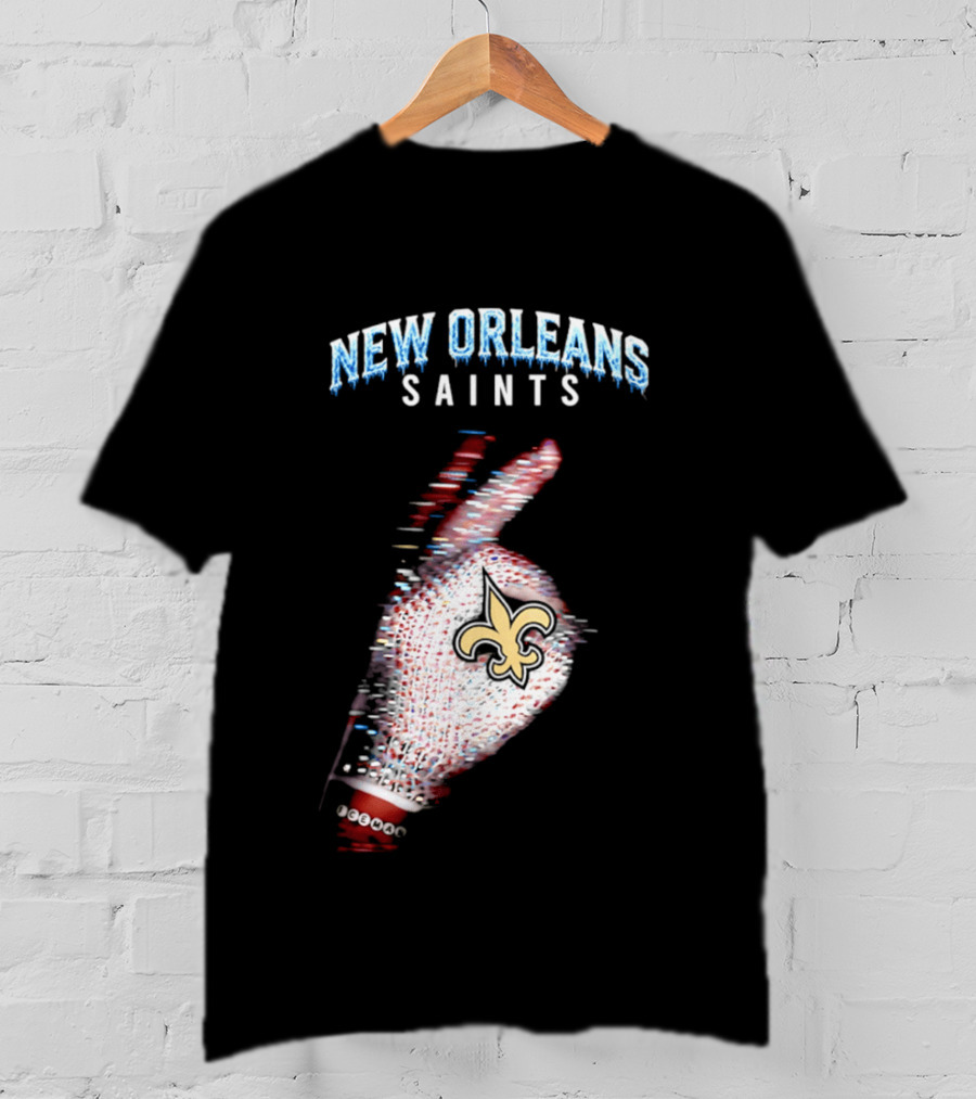 New Orleans Saints 2026 Iceman Glitch Effect Fleur De Lis T-Shirt