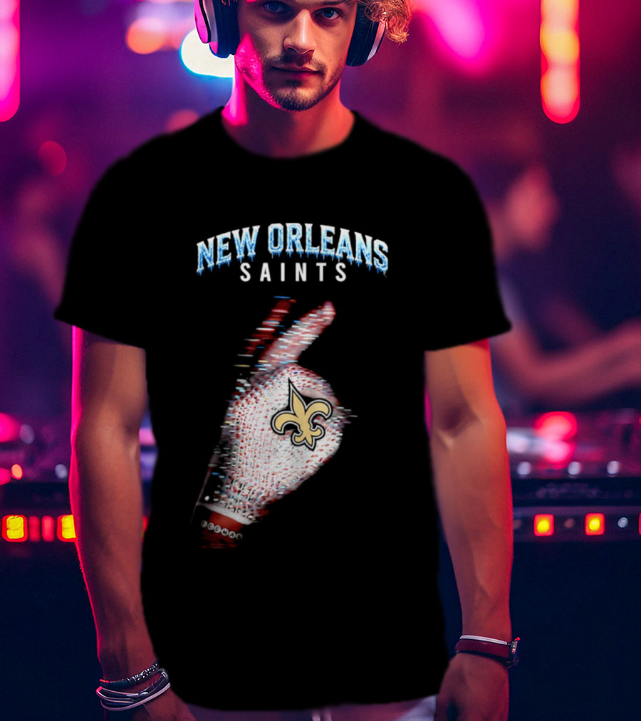 New Orleans Saints 2026 Iceman Glitch Effect Fleur De Lis T-Shirt