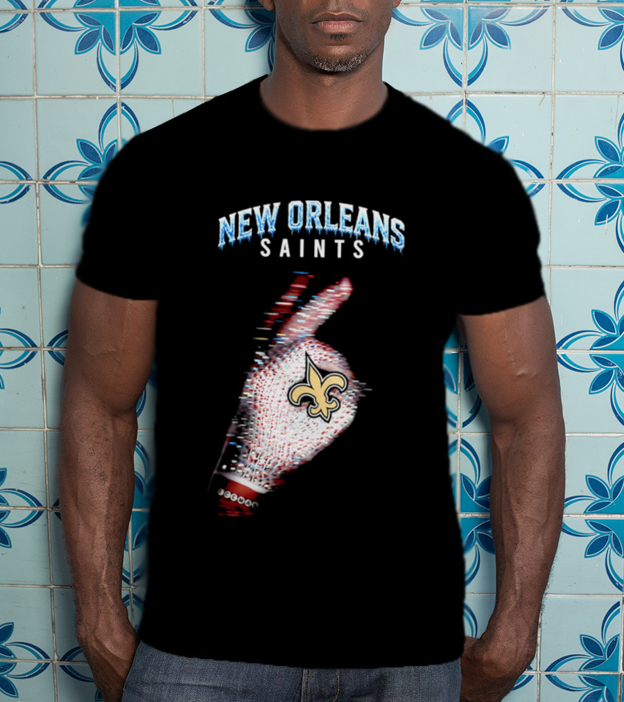 New Orleans Saints 2026 Iceman Glitch Effect Fleur De Lis T-Shirt