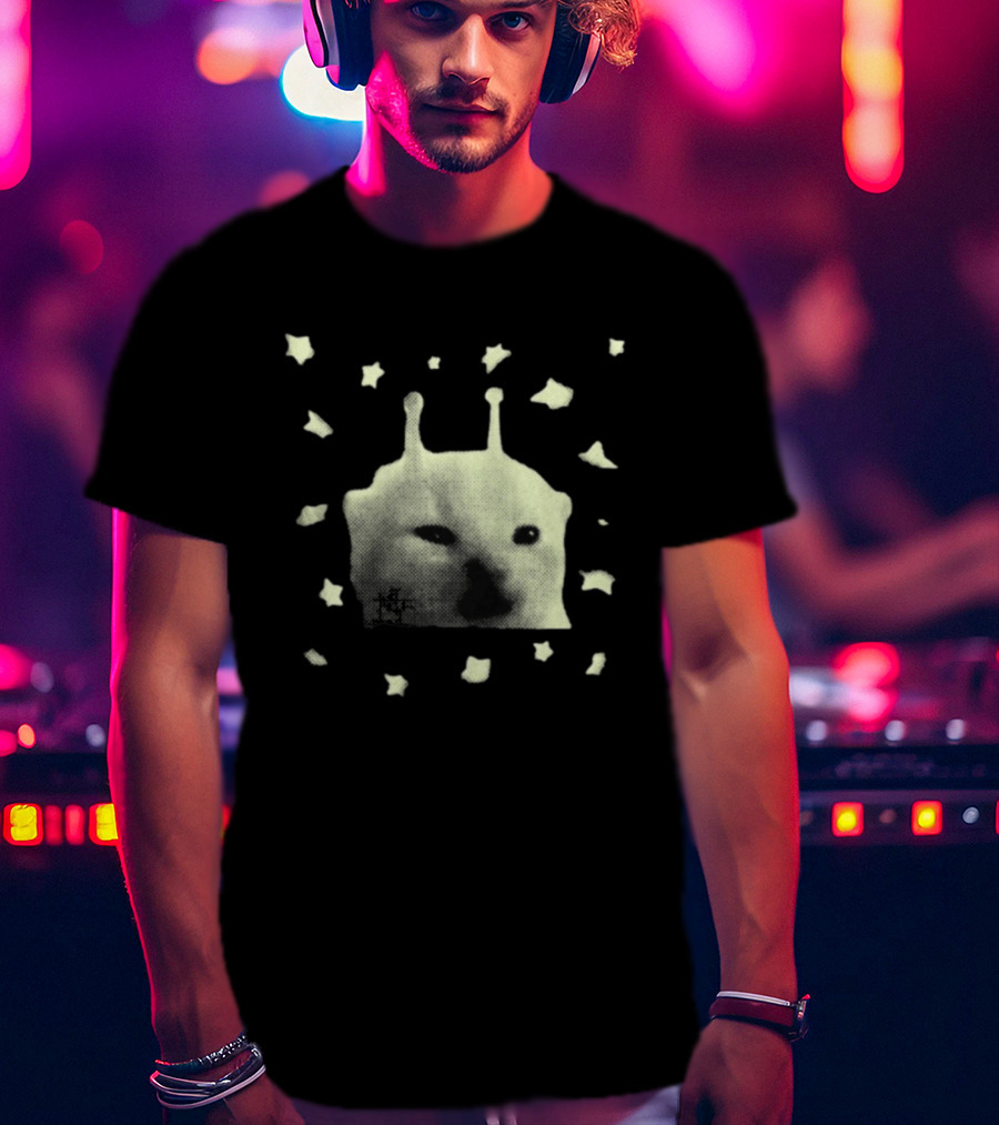 Y2K Alien Cat Meme With Stars T-Shirt