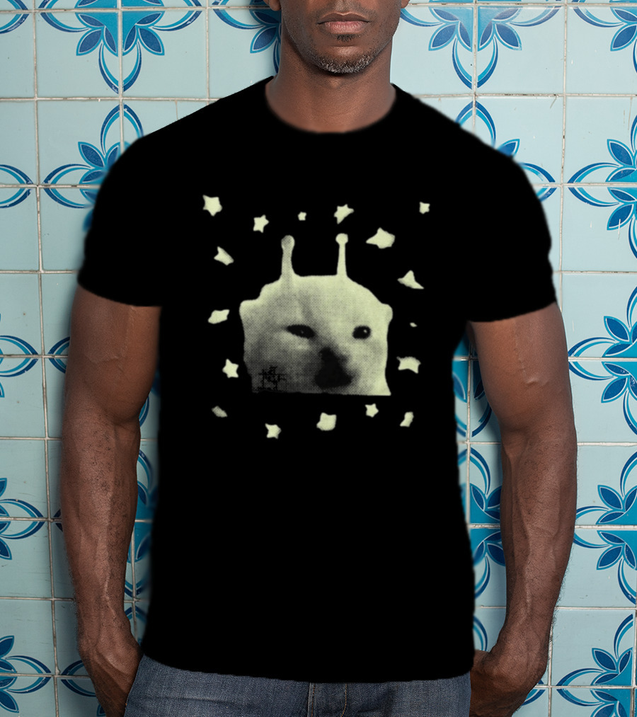 Y2K Alien Cat Meme With Stars T-Shirt