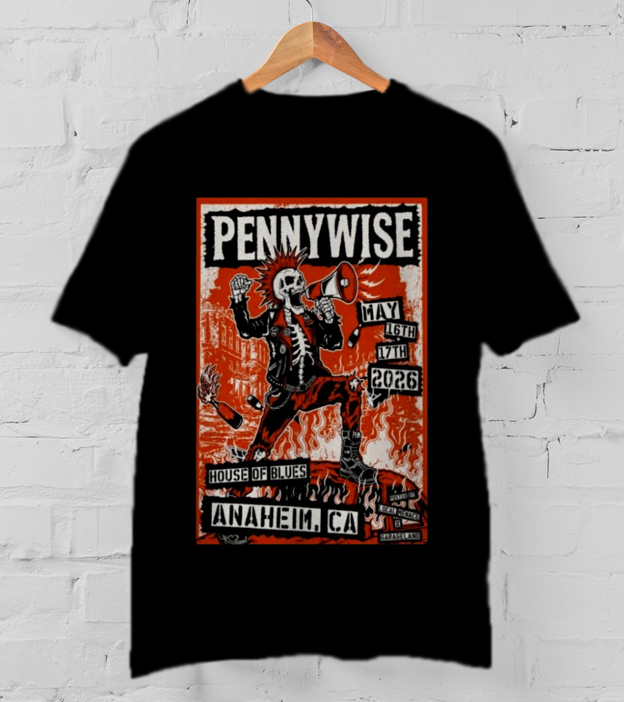 Pennywise House Of Blues Anaheim CA May 16 17 2026 GarageLand T-Shirt