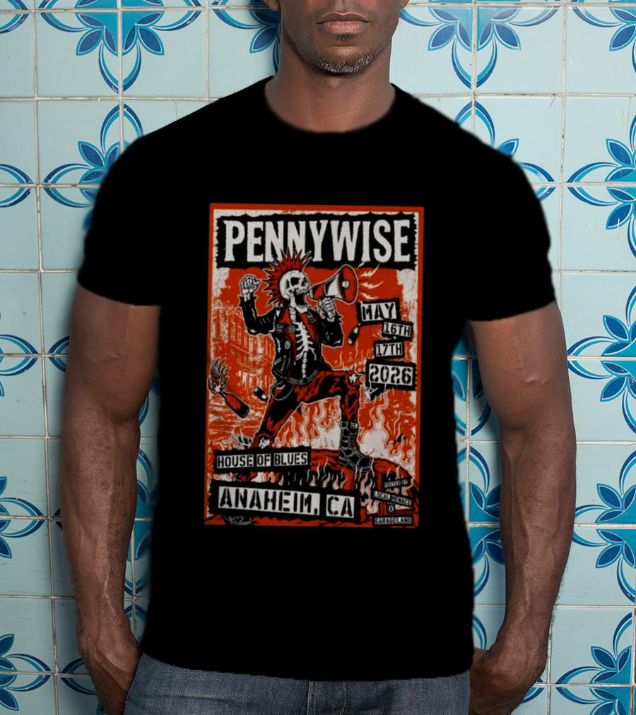 Pennywise House Of Blues Anaheim CA May 16 17 2026 GarageLand T-Shirt