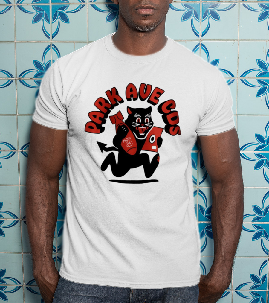 Park Ave CDS Black Cat Holding CD And Bomb T-Shirt