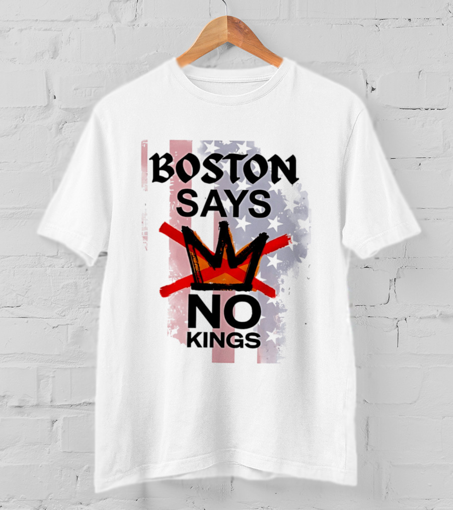 Boston Says No Kings Crown Symbol Stars T-Shirt