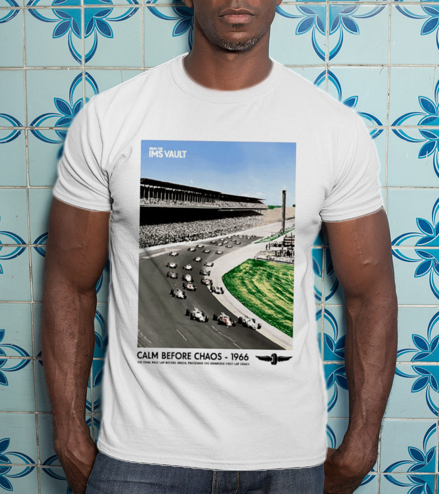 From The IMS Vault Calm Before Chaos 1966 Indianapolis Motor Speedway Racing Scene T-Shirt