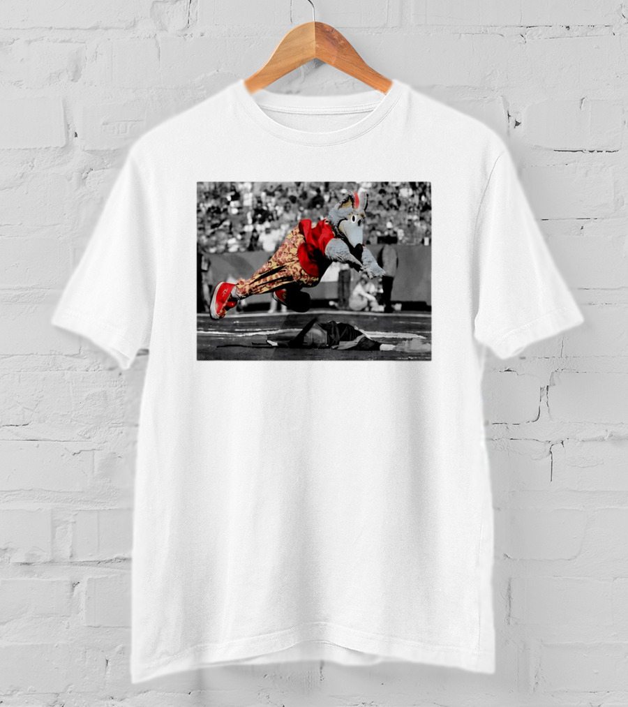 Cyrus Allen K.C. Wolf Flying Leap Football Mascot Action T-Shirt