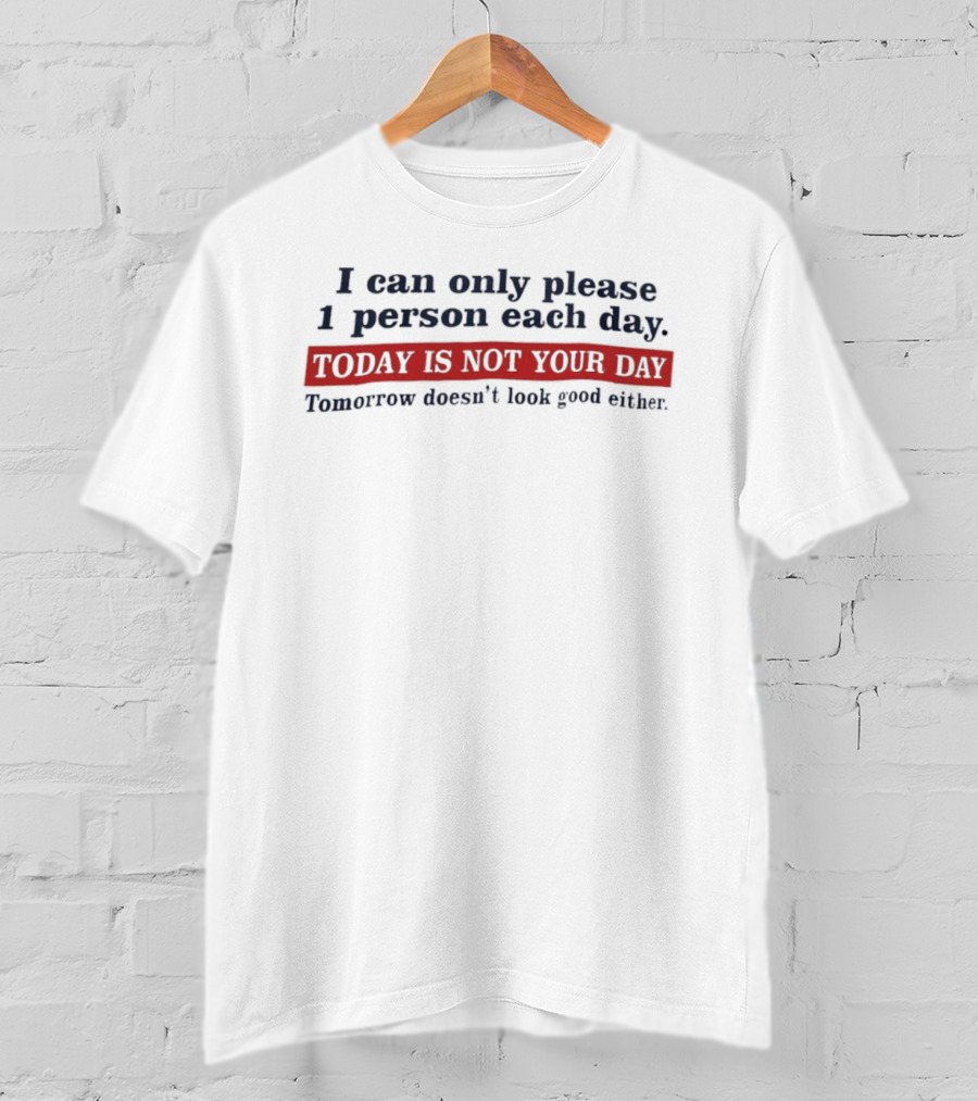 I Can Only Please 1 Person Each Day Today Is Not Your Day Tomorrow Doesn't Look Good Either T-Shirt