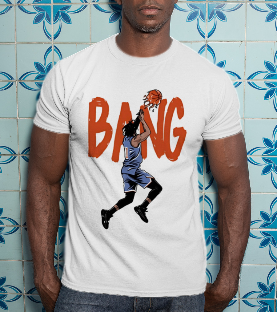 Immanuel Quickley New York Knicks Basketball Player Bang Flaming Shot T-Shirt