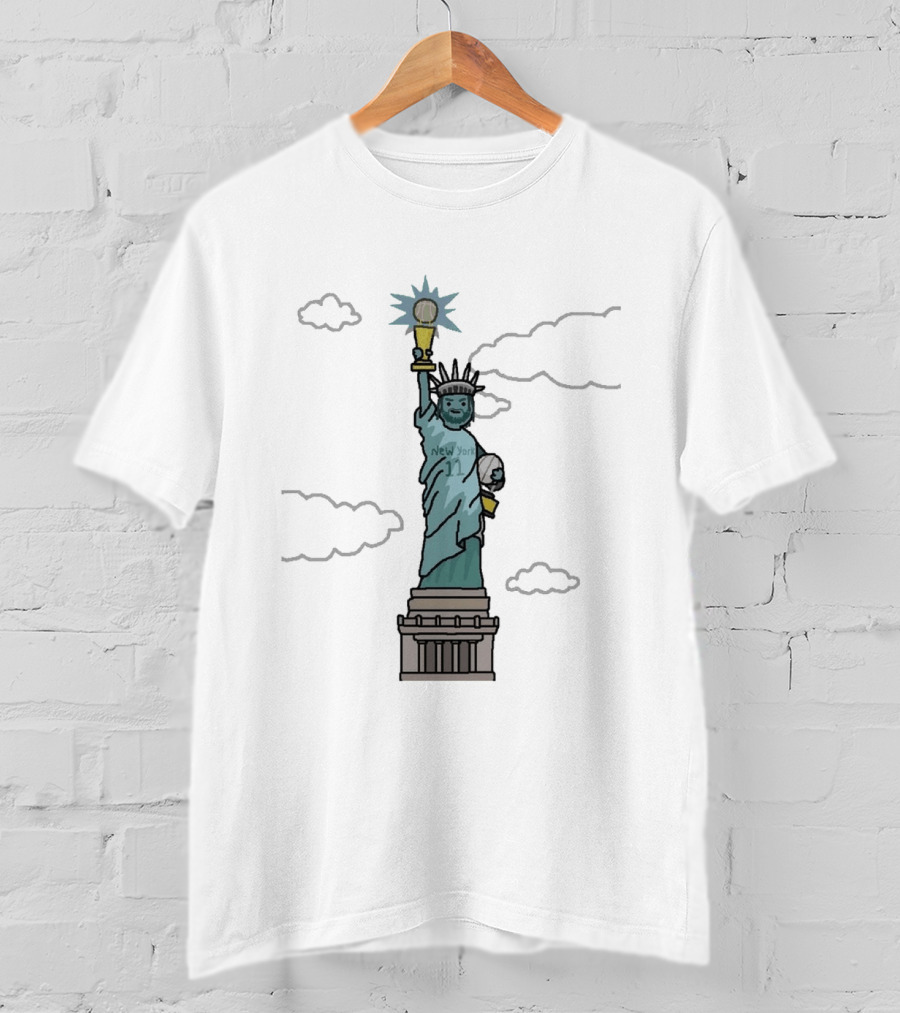 Jalen Brunson Liberty MVP New York 11 Statue Holding Basketball Trophy T-Shirt