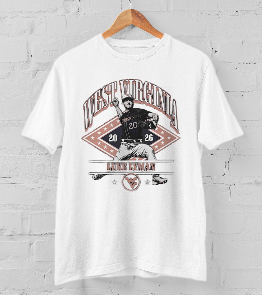 West Virginia Mountaineers Luke Lyman 2026 Baseball Player 20 T-Shirt