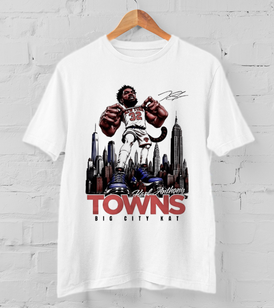 Karl Anthony Towns 32 Big City Kat NYC Skyline T-Shirt