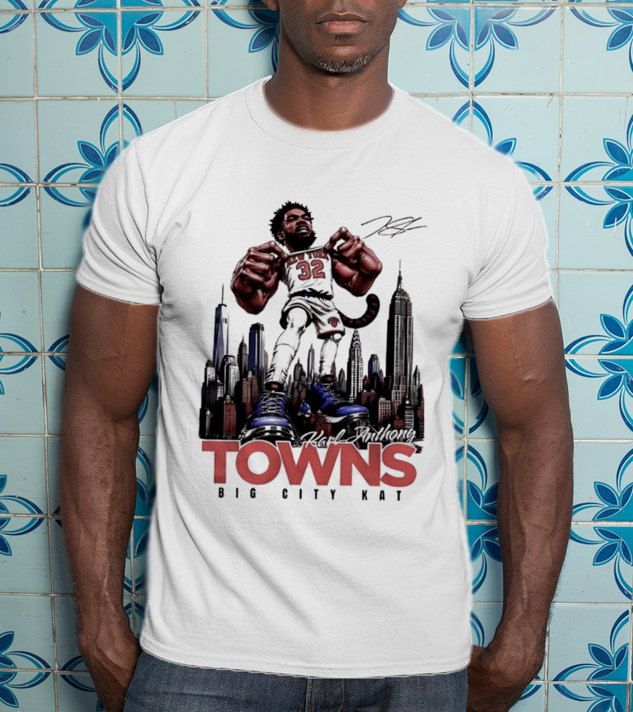 Karl Anthony Towns 32 Big City Kat NYC Skyline T-Shirt
