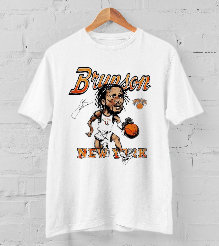 Jalen Brunson New York Knicks Cartoon Basketball Player T-Shirt