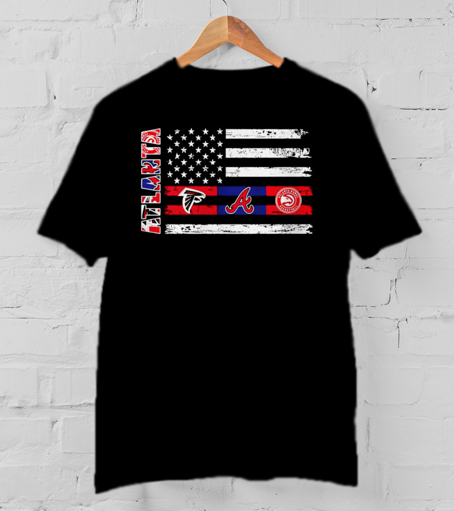 Atlanta Falcons Braves Hawks American Flag T-Shirt
