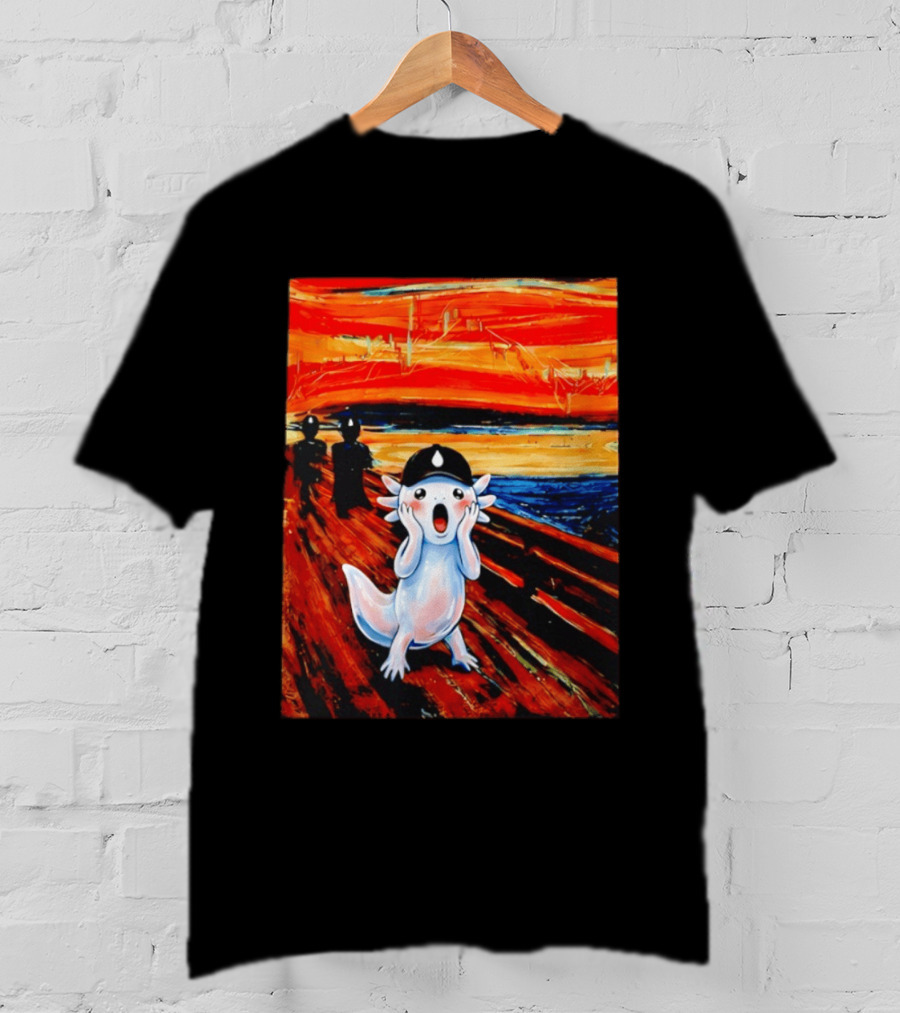 Axolotl Liquid The Scream Parody Painting Munch T-Shirt