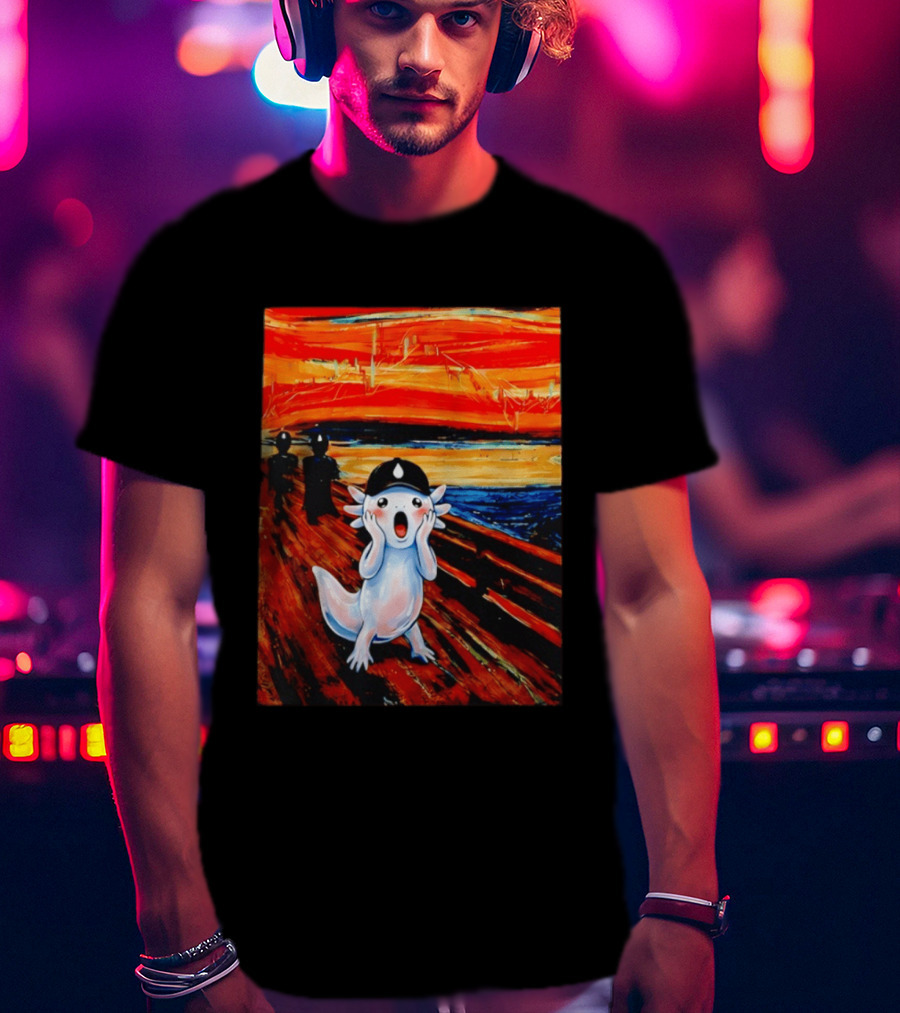 Axolotl Liquid The Scream Parody Painting Munch T-Shirt