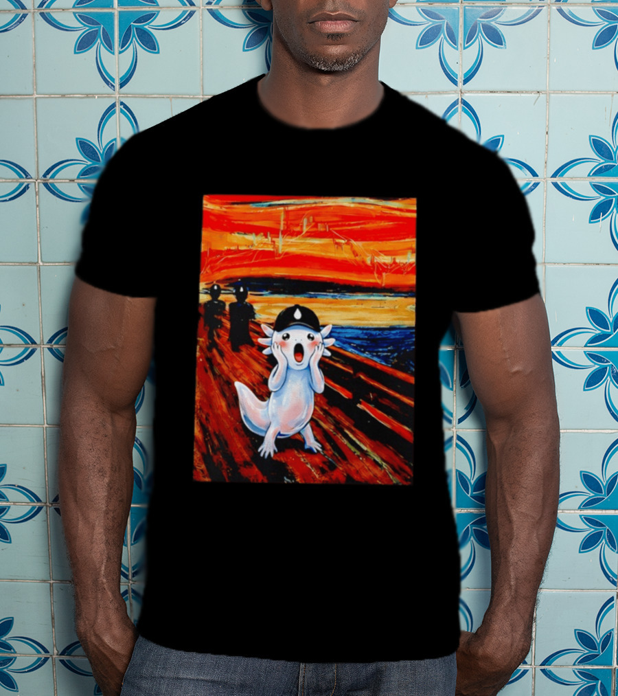 Axolotl Liquid The Scream Parody Painting Munch T-Shirt