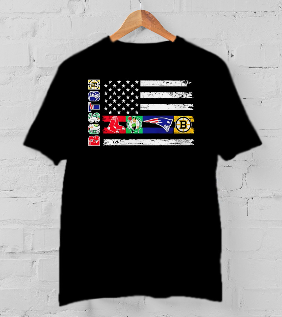 Boston Red Sox Celtics Patriots Bruins Flag Sports T-Shirt