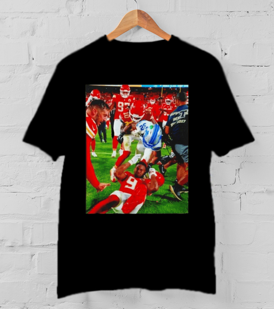 Brian Branch Collision JuJu Smith Schuster Lions Chiefs Football Action T-Shirt