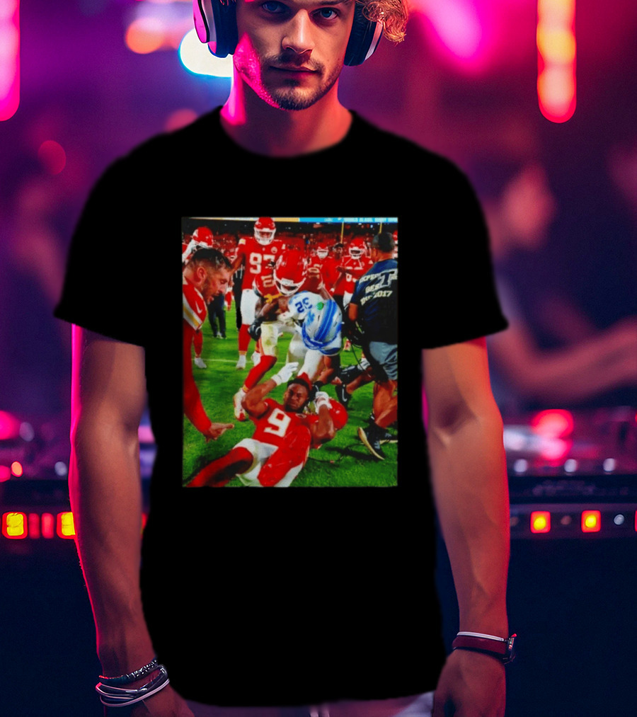 Brian Branch Collision JuJu Smith Schuster Lions Chiefs Football Action T-Shirt