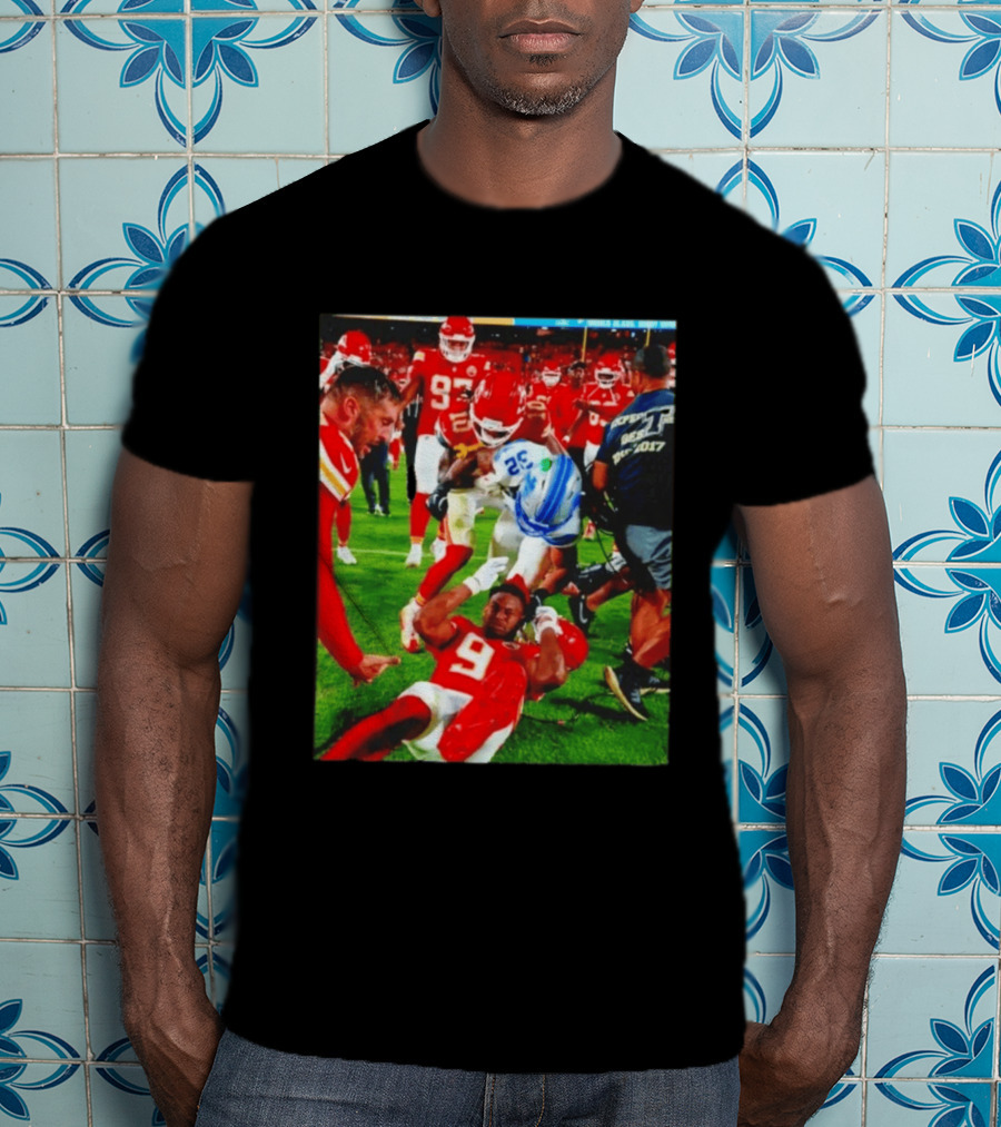 Brian Branch Collision JuJu Smith Schuster Lions Chiefs Football Action T-Shirt