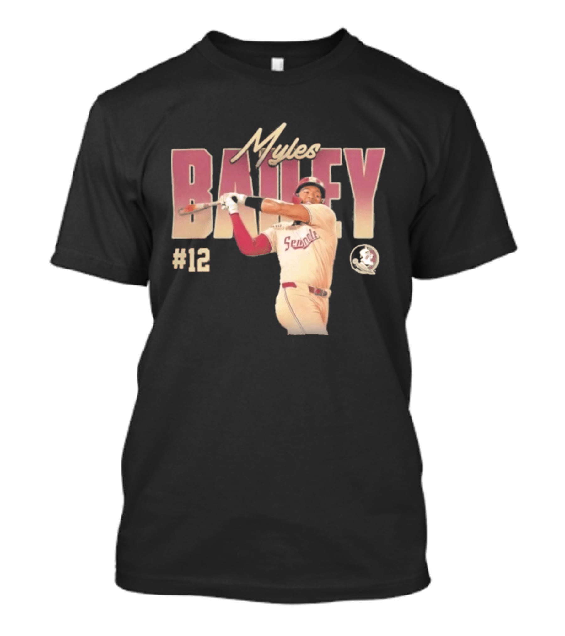 Myles Bailey FSU Seminoles NCAA Baseball #12 Player Collage T-Shirt