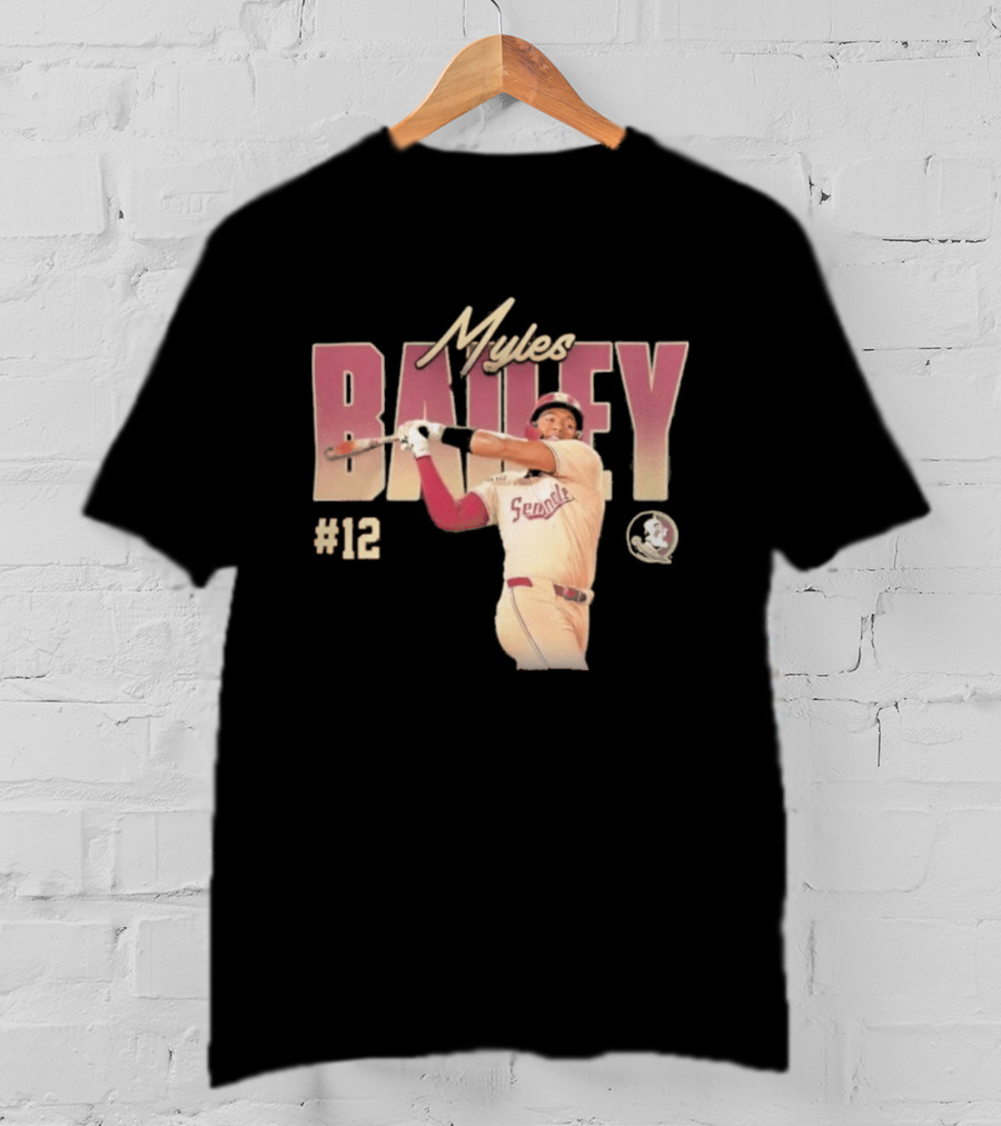 Myles Bailey FSU Seminoles NCAA Baseball #12 Player Collage T-Shirt