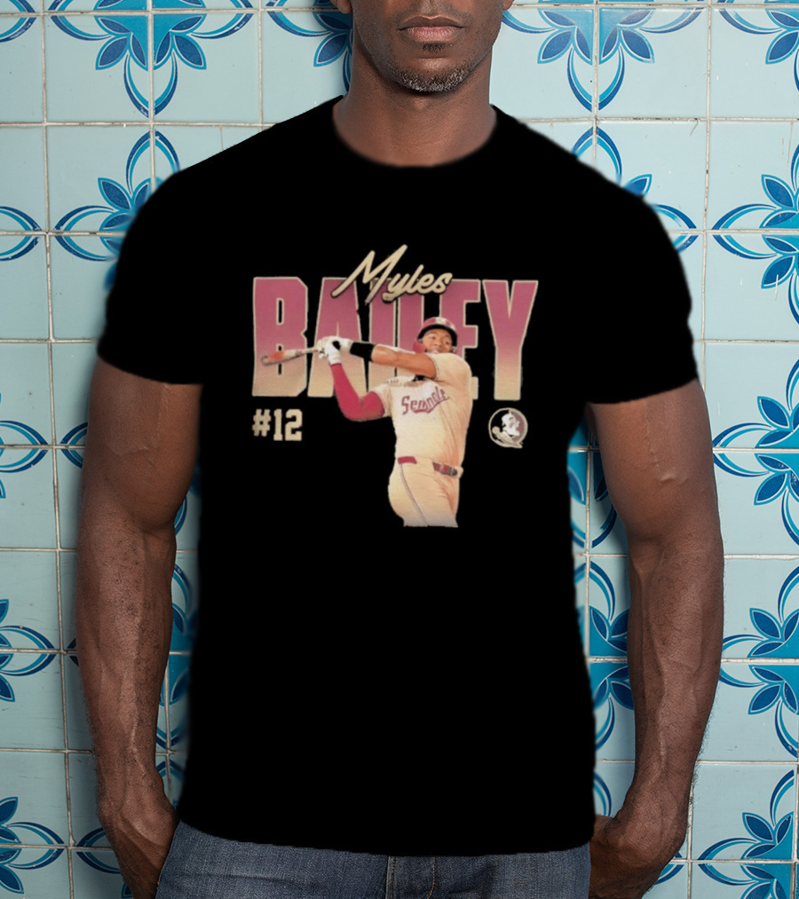 Myles Bailey FSU Seminoles NCAA Baseball #12 Player Collage T-Shirt