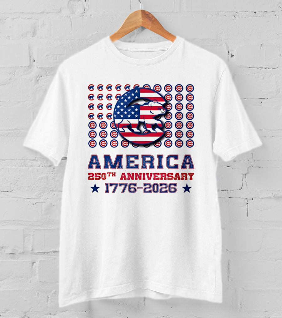 Chicago Cubs America 250th Anniversary 1776 2026 Stars And Stripes Bear T-Shirt