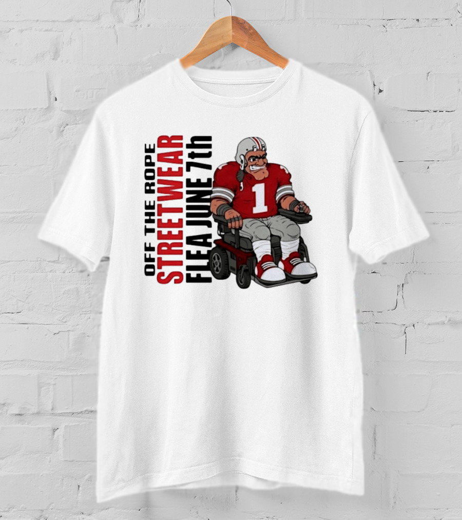 Off The Rope Streetwear Flea June 7th Football Player Wheelchair T-Shirt