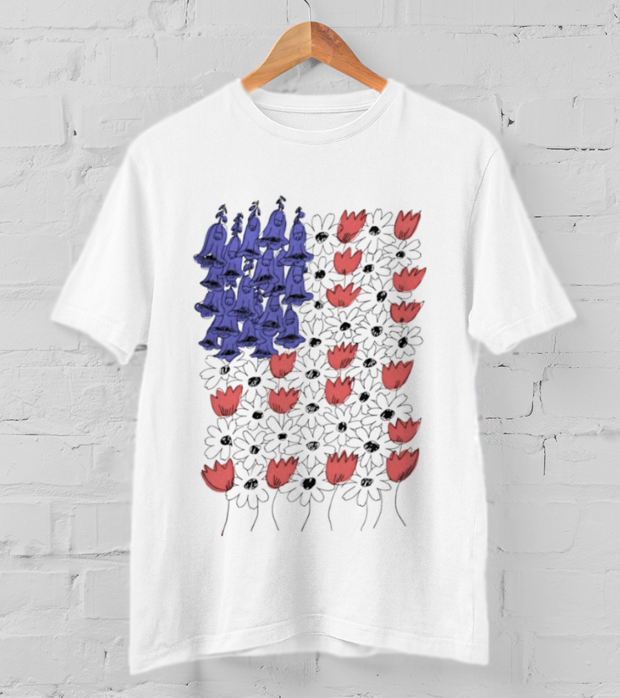Fourth Of July Foxglove Daisy Tulip Subtle F Trump USA 250 Birthday T-Shirt