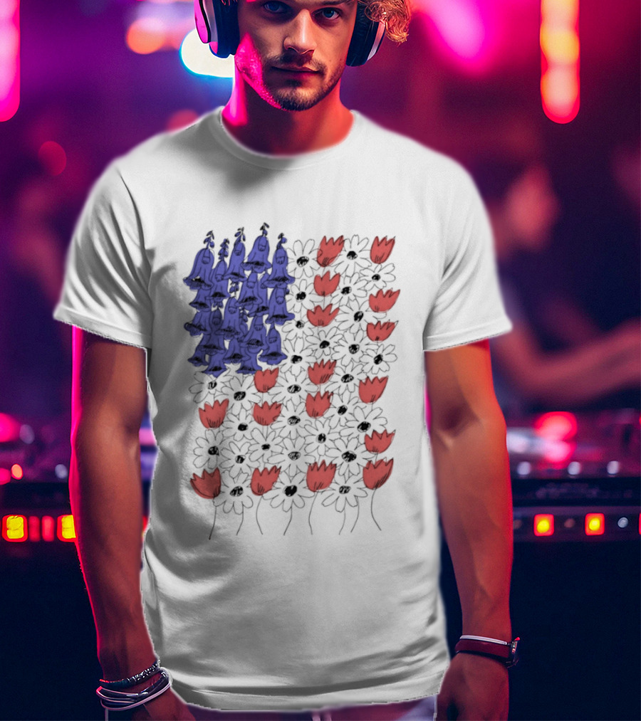 Fourth Of July Foxglove Daisy Tulip Subtle F Trump USA 250 Birthday T-Shirt