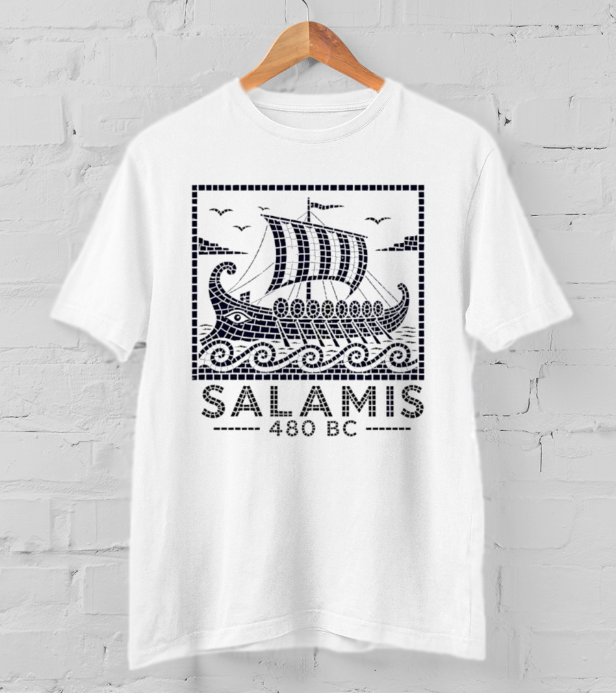 Salamis 480 BC Greek Trireme Ancient Naval Battle Scene T-Shirt