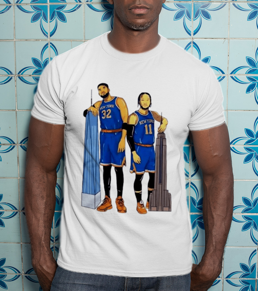 New York Knicks Jalen Brunson Karl Anthony Towns Skyline T-Shirt