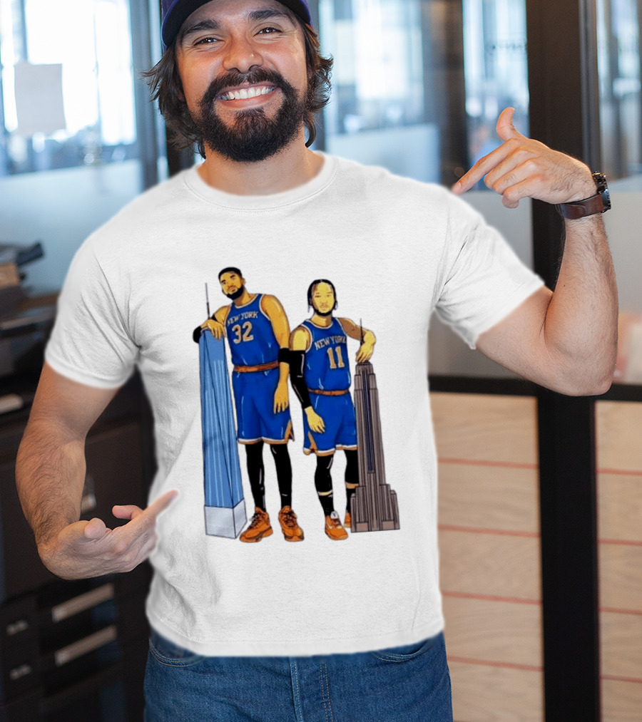 New York Knicks Jalen Brunson Karl Anthony Towns Skyline T-Shirt