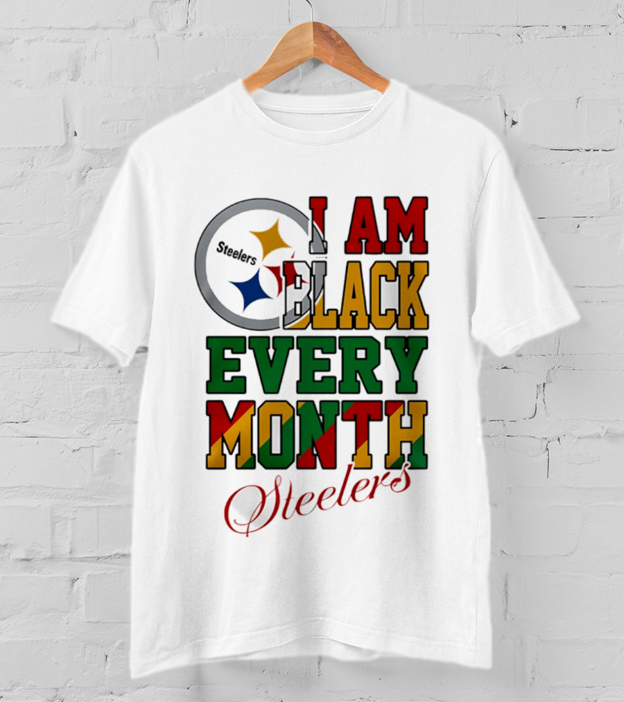 I Am Black Every Month Steelers Juneteenth T-Shirt