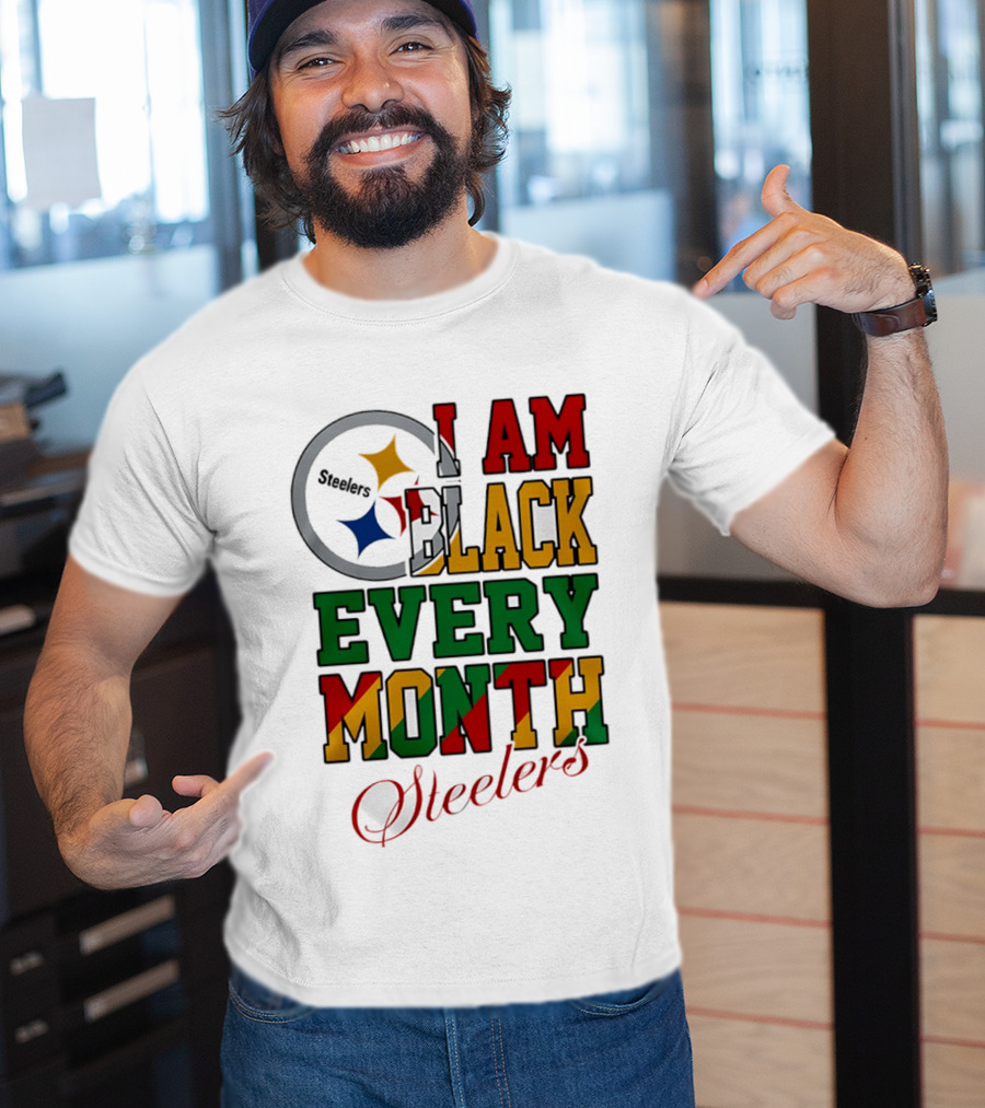 I Am Black Every Month Steelers Juneteenth T-Shirt
