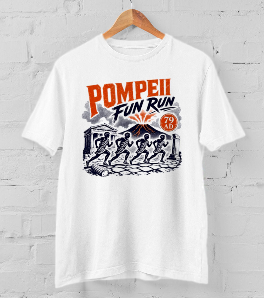 Pompeii Fun Run 79 AD Mount Vesuvius Roman Runners T-Shirt