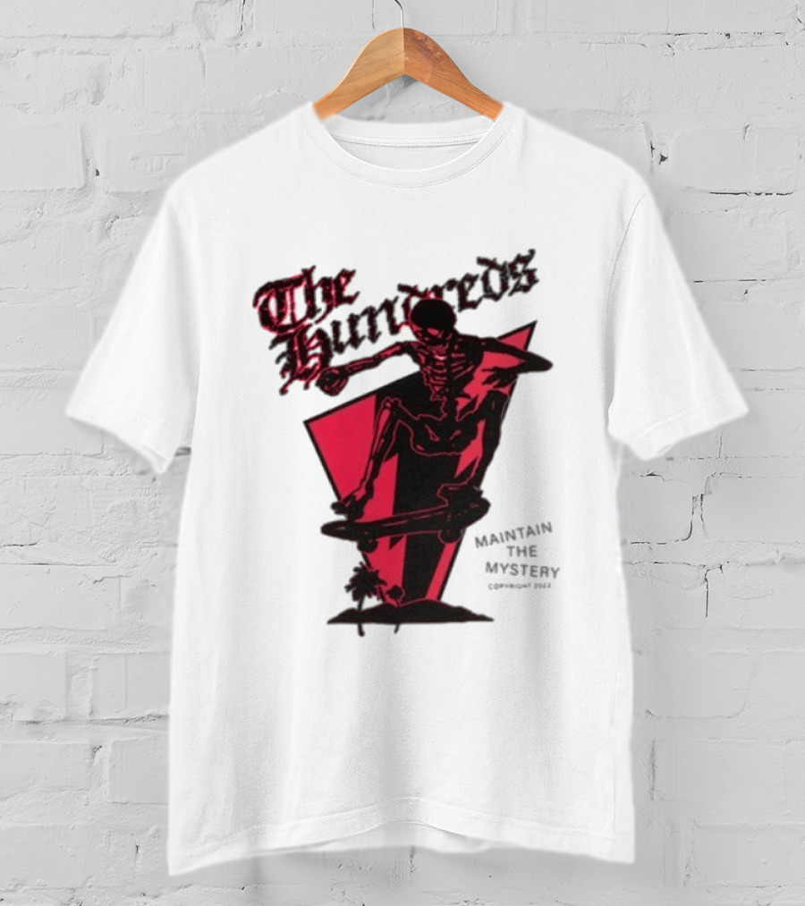 The Hundreds Skeleton Skateboard Maintain The Mystery Skull Mountain 2023 T-Shirt