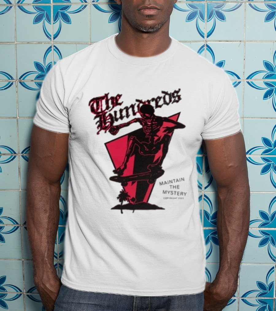 The Hundreds Skeleton Skateboard Maintain The Mystery Skull Mountain 2023 T-Shirt