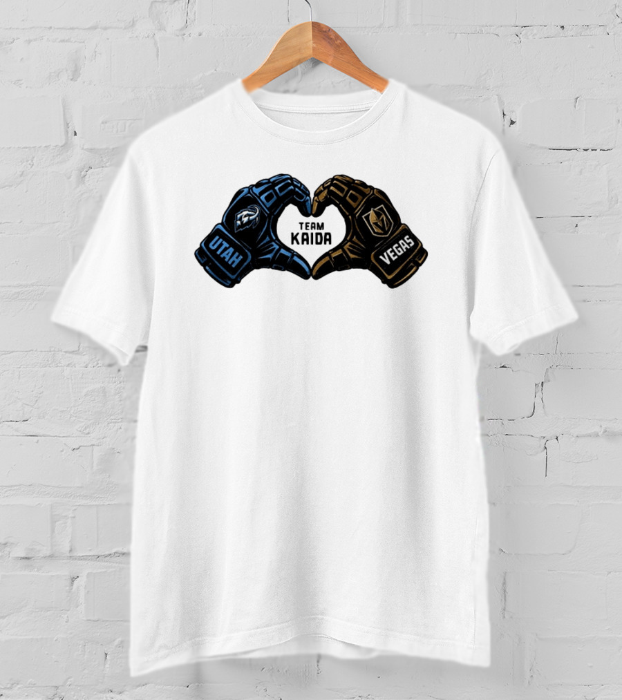 Utah Mammoth Vegas Golden Knights Team Kaida Heart Hands T-Shirt