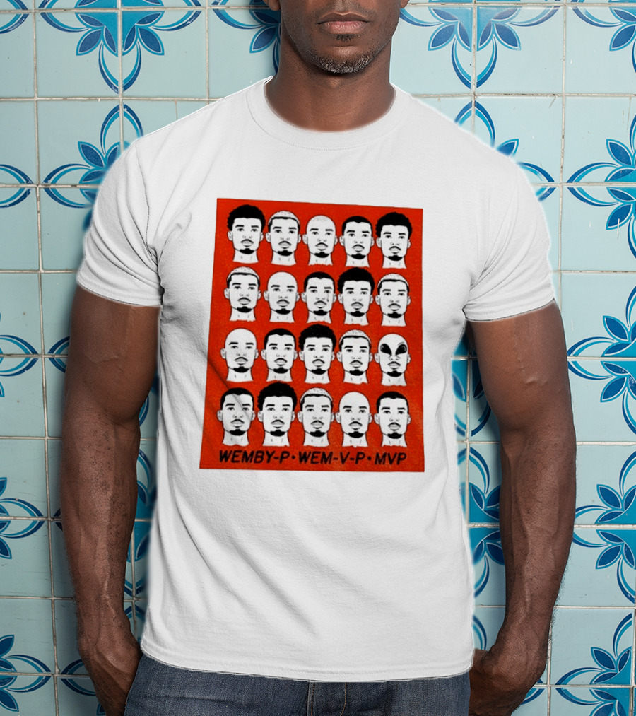 Victor Wembanyama Wemby P Wem V P MVP San Antonio Spurs Basketball Faces T-Shirt